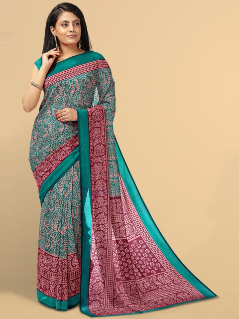 

Kalamandir Teal & Pink Floral Saree