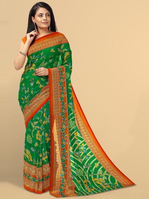 

Kalamandir Green & Yellow Floral Saree