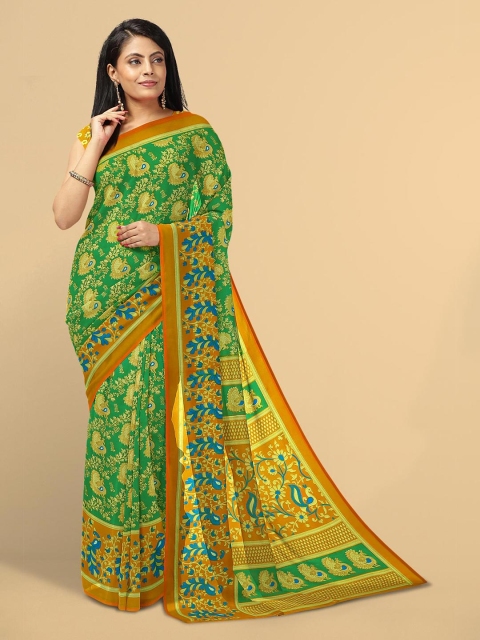 

Kalamandir Green & Blue Ethnic Motifs Saree