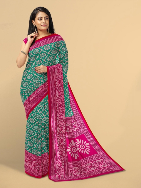 

Kalamandir Teal & White Floral Saree