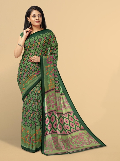 

Kalamandir Green & Pink Floral Saree