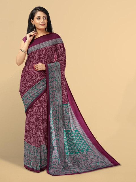

Kalamandir Purple & Green Floral Saree
