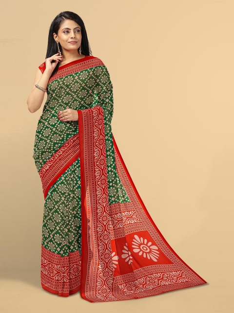 

Kalamandir Green & Red Floral Saree