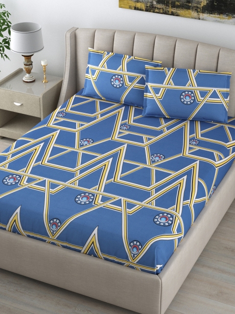 

DREAM WEAVERZ Unisex Blue Bedsheets