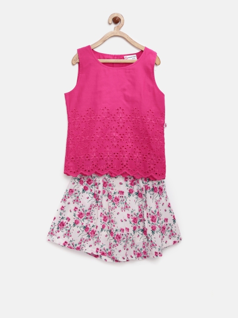 

Peppermint Girls Pink & White Printed Clothing Set