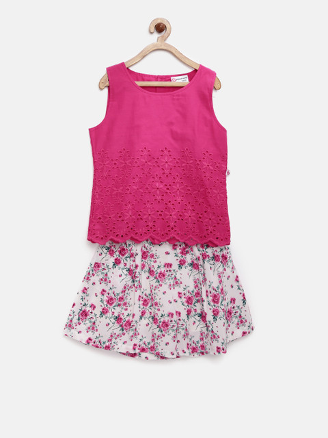 

Peppermint Girls Pink & White Printed Clothing Set