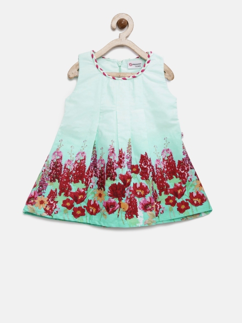 

Peppermint Girls Sea Green Printed A-Line Dress