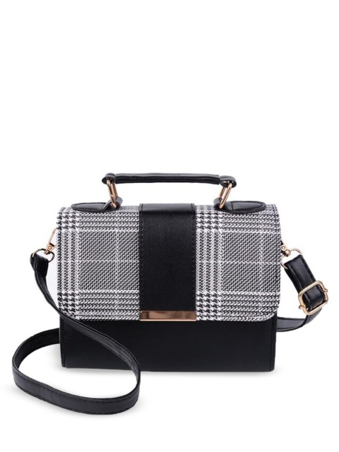 

LIKAA Black Checked PU Bowling Satchel