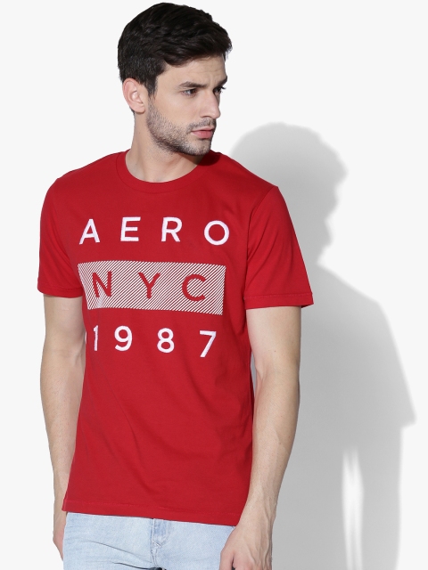 

Aeropostale Men Red & White Printed Round Neck T-shirt