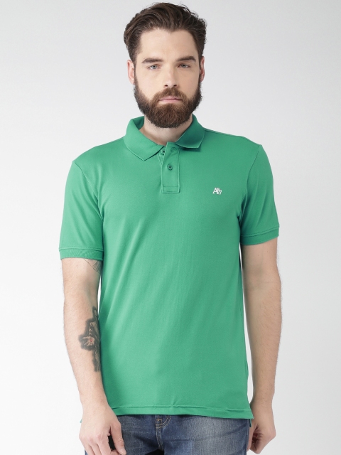 

Aeropostale Men Green Solid Polo Collar T-shirt