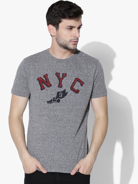 

Aeropostale Men Grey Melange Printed Round Neck T-shirt