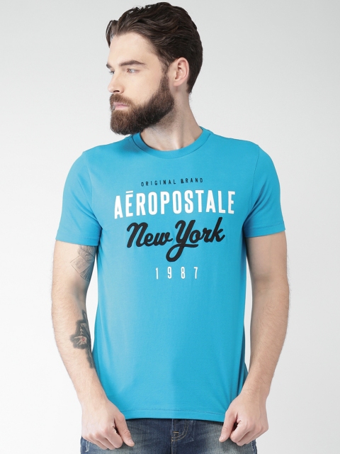 

Aeropostale Men Blue Printed Round Neck T-shirt