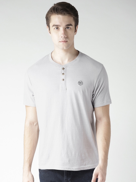 

Aeropostale Men Grey Melange Solid Henley Neck T-shirt