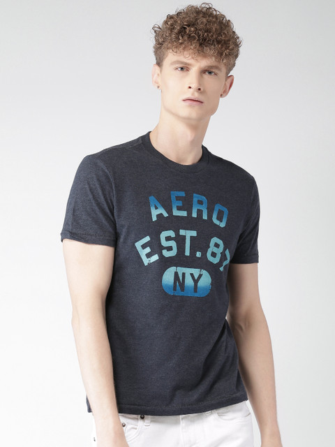

Aeropostale Men Navy Printed Round Neck T-Shirt, Navy blue