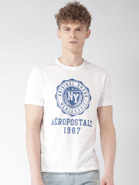 

Aeropostale Men White Printed Round Neck T-shirt