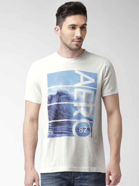 

Aeropostale Men White Printed Round Neck T-shirt