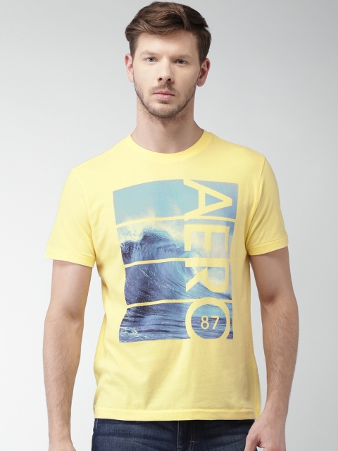 

Aeropostale Men Yellow Printed Round Neck T-Shirt