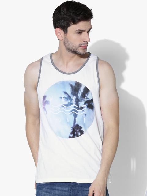 

Aeropostale Men White Printed Round Neck Sleeveless T-shirt