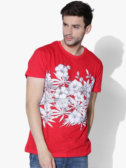 

Aeropostale Men Red Floral Print Round Neck T-shirt