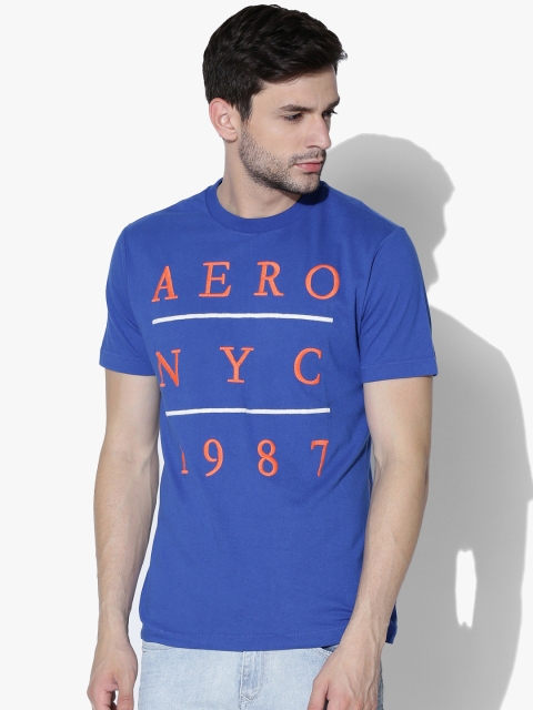 

Aeropostale Men Blue Embroidered Round Neck T-shirt