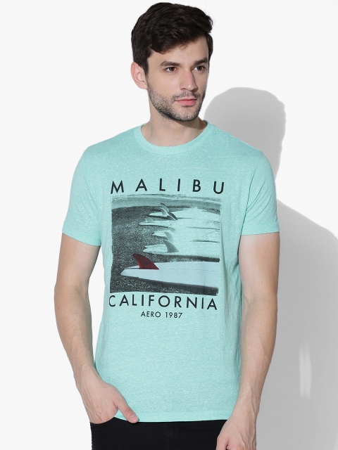 

Aeropostale Men Sea Green Printed Round Neck T-shirt