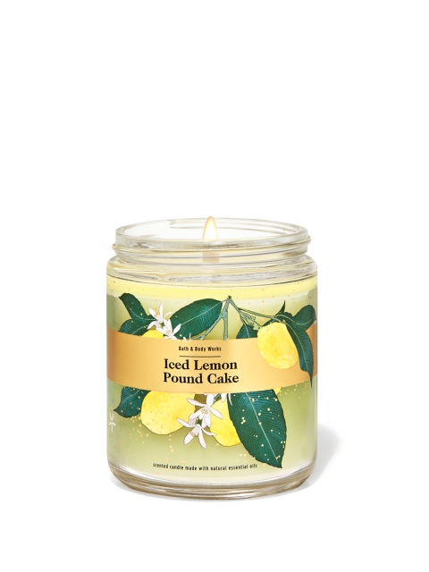 

Bath & Body Works Iced Lemon Pound Cake Single Wick Candle with Essential Oils - 198g, Yellow