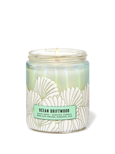 

Bath & Body Works Ocean Driftwood Single Wick Candle with Essential Oils - 198g, Green