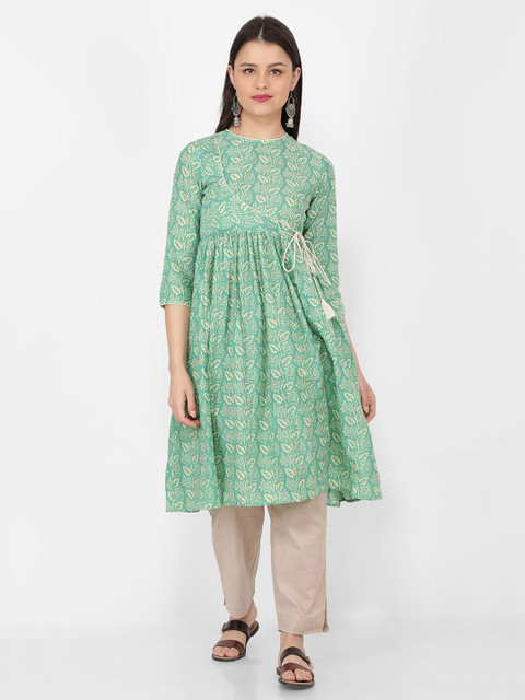 

NAVIYATA Green Floral Midi Dress