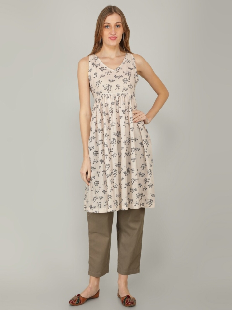 

NAVIYATA Cream-Coloured Floral Dress