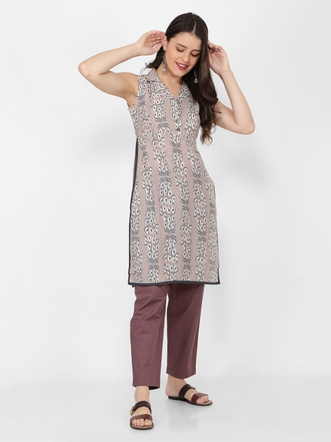 

NAVIYATA Grey Melange Animal A-Line Dress