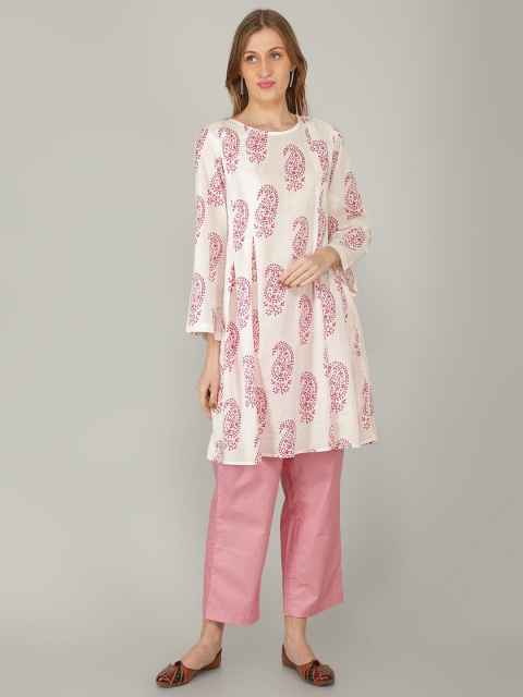 

NAVIYATA Women Printed White Kurta set