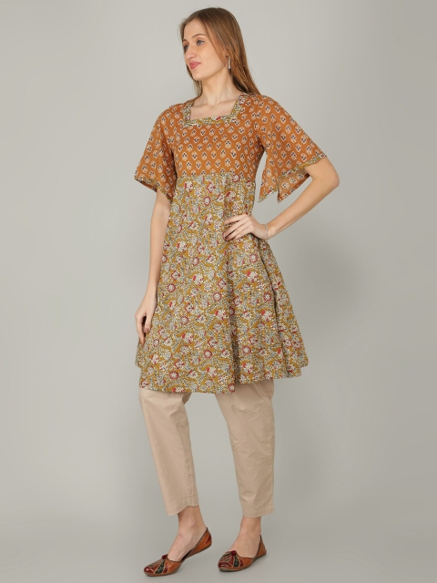 

NAVIYATA Coffee Brown Floral Kurta set