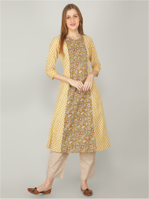 

NAVIYATA Women Yellow printed kurta set