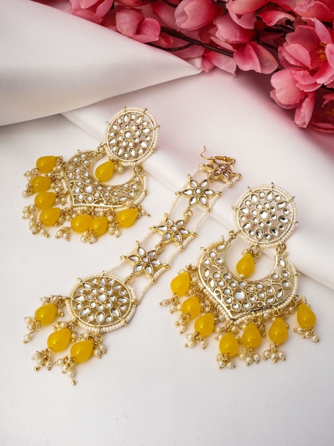 

Urmika Yellow Circular Chandbalis Earrings