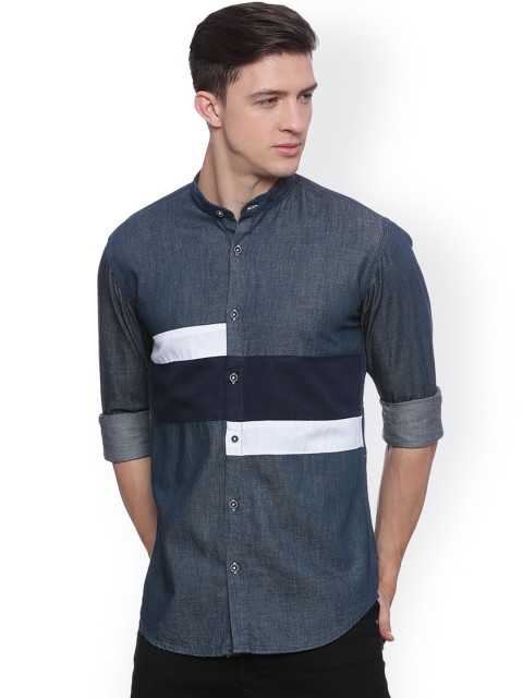 

Campus Sutra Men Blue Standard Regular Fit Solid Casual Shirt