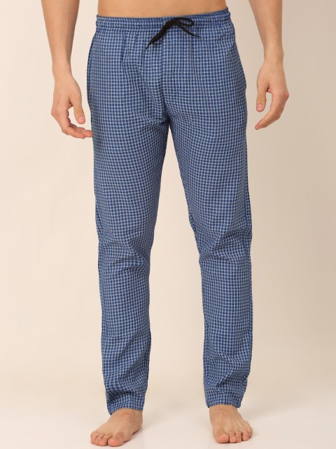 

JAINISH Men Blue Checked Lounge Pants