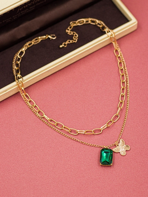 

Bellofox Gold-Toned & Green Gold-Plated Necklace
