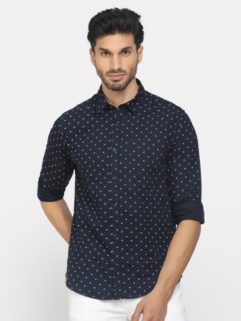 

Ruggers Men Navy Blue Classic Floral Printed Regular Fit Pure Cotton Twill Casual Shirt