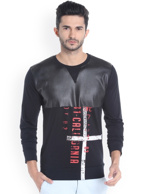 

Campus Sutra Men Black Printed Round Neck T-shirt