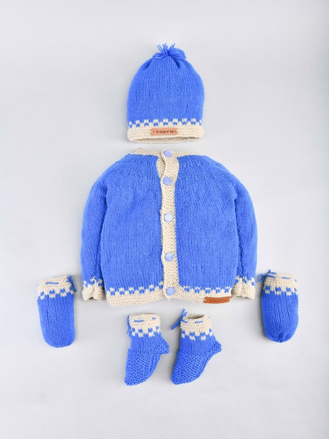 

The Original Knit Kids Blue Hand Knitted 6-Pieces Baby Apparel Gift Set