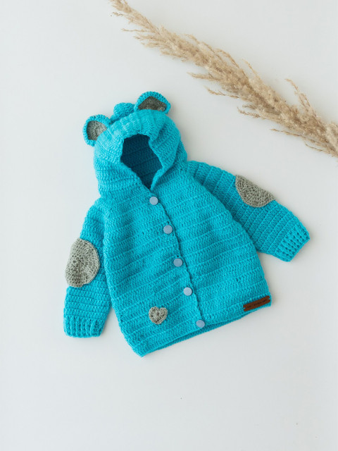 

The Original Knit Kids Blue & Grey Self Design Cardigan