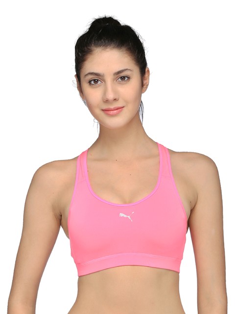 

Puma Pink Solid Non-Wired Lightly Padded Sports Bra