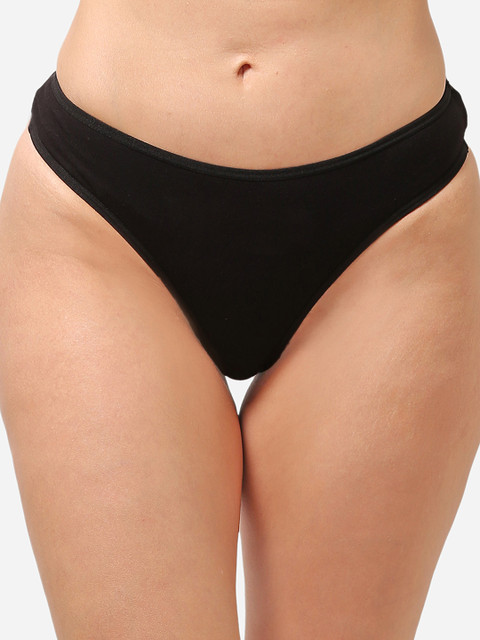 

LOTUSLEAF Women Black Low Rise Cotton Everyday Solid Thong