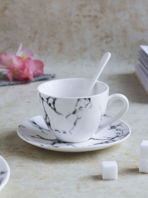 

Nestasia White and Black Marble Print Ceramic Cup Set