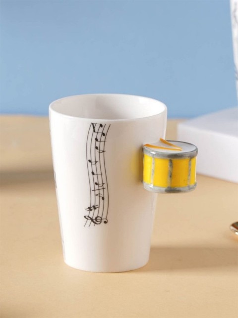 

Nestasia White & Yellow Printed Glossy Ceramic Music Handle Cup