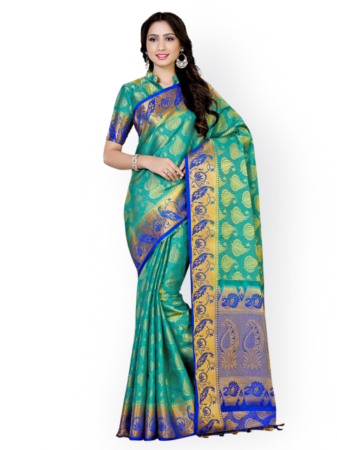 

MIMOSA Green Art Silk Woven Design Kanjeevaram Saree