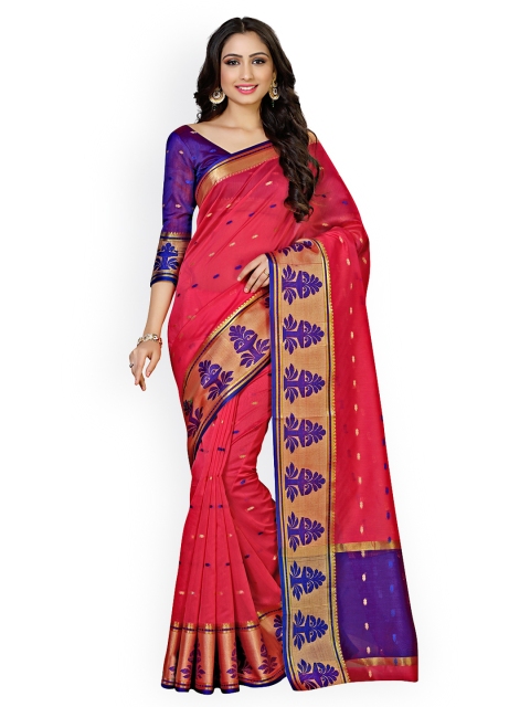 

MIMOSA Pink Art Silk Woven Design Kanjeevaram Saree