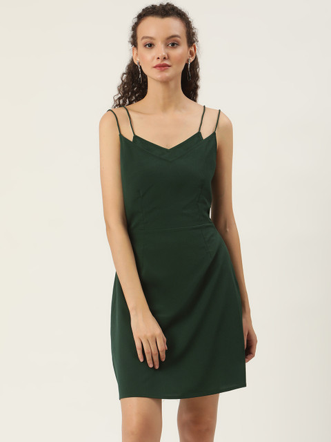 

SHAYE Women Green Solid A-Line Dress