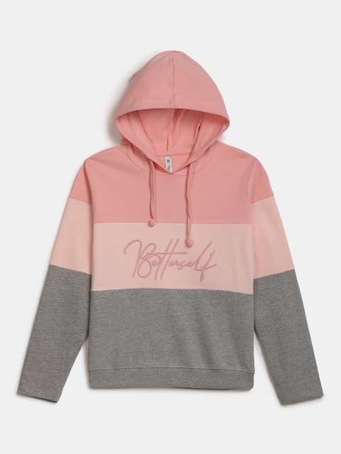 

Cherokee Girls Peach-Coloured Printed Cotton Hooded Sweatshirt