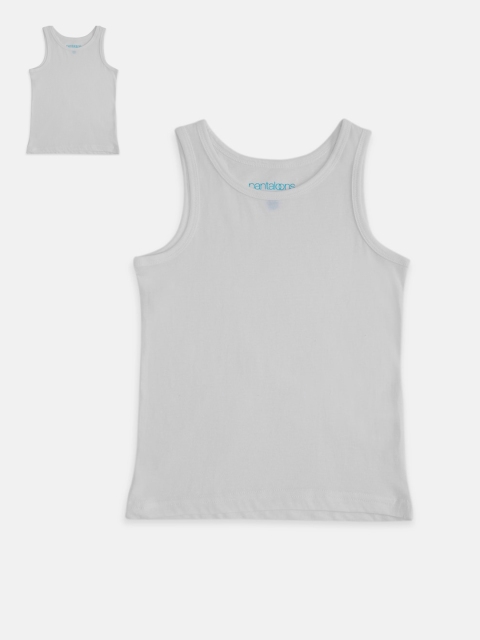 

Pantaloons Junior Boys White Solid Cotton Innerwear Basic Vests